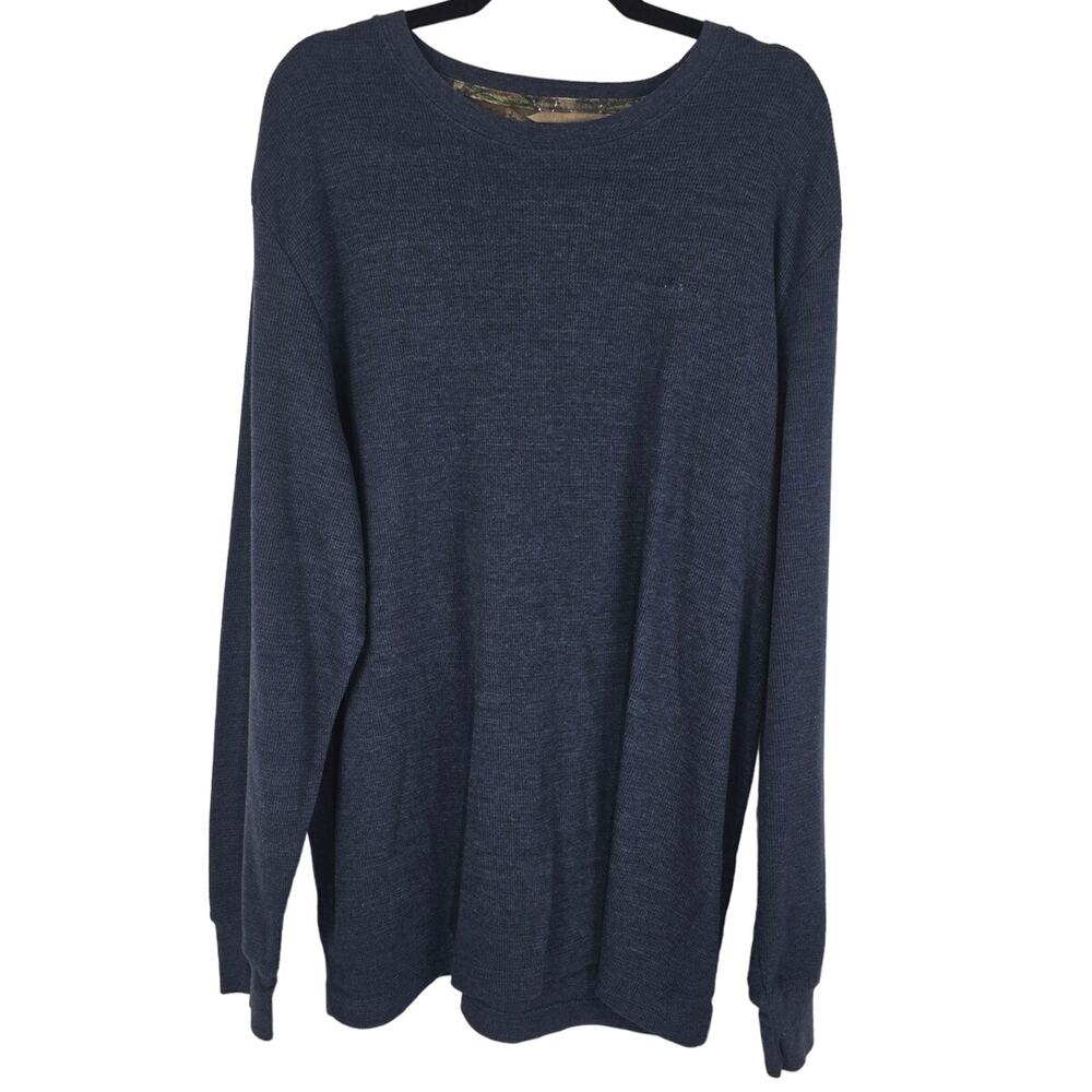 RealTree Navy Blue Athletic Waffle Knit Mens Long Sleeve Winter Top 2XL 50/52